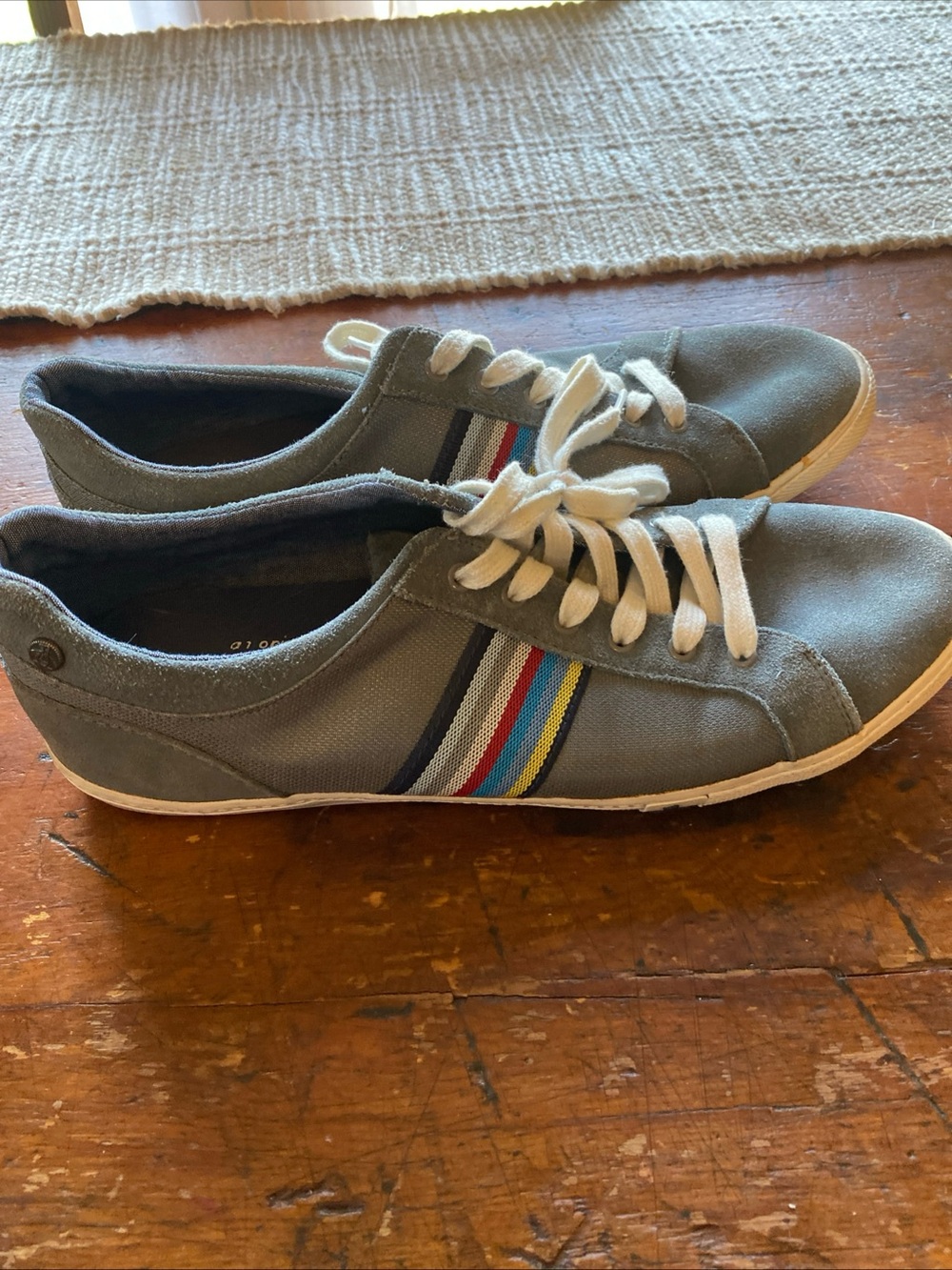 Original Penguin Gray Canvas Sneakers with Multicolor Stripe